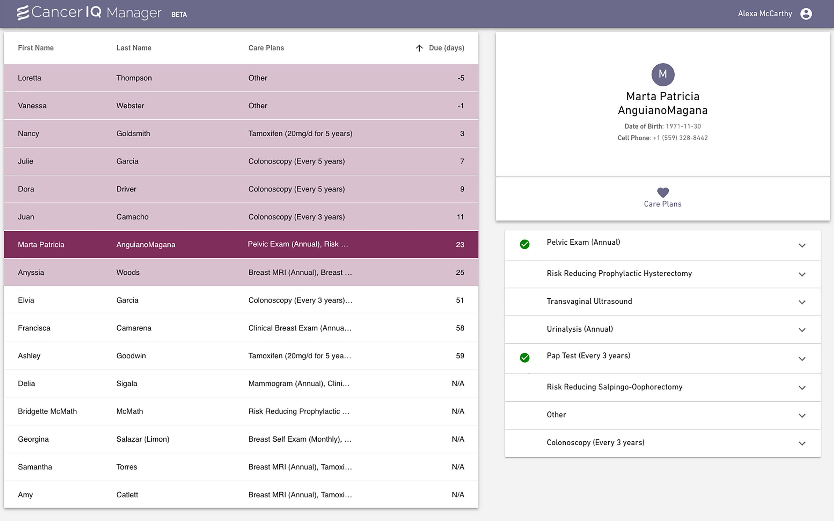 CancerIQ Cancer Risk Assessment Software